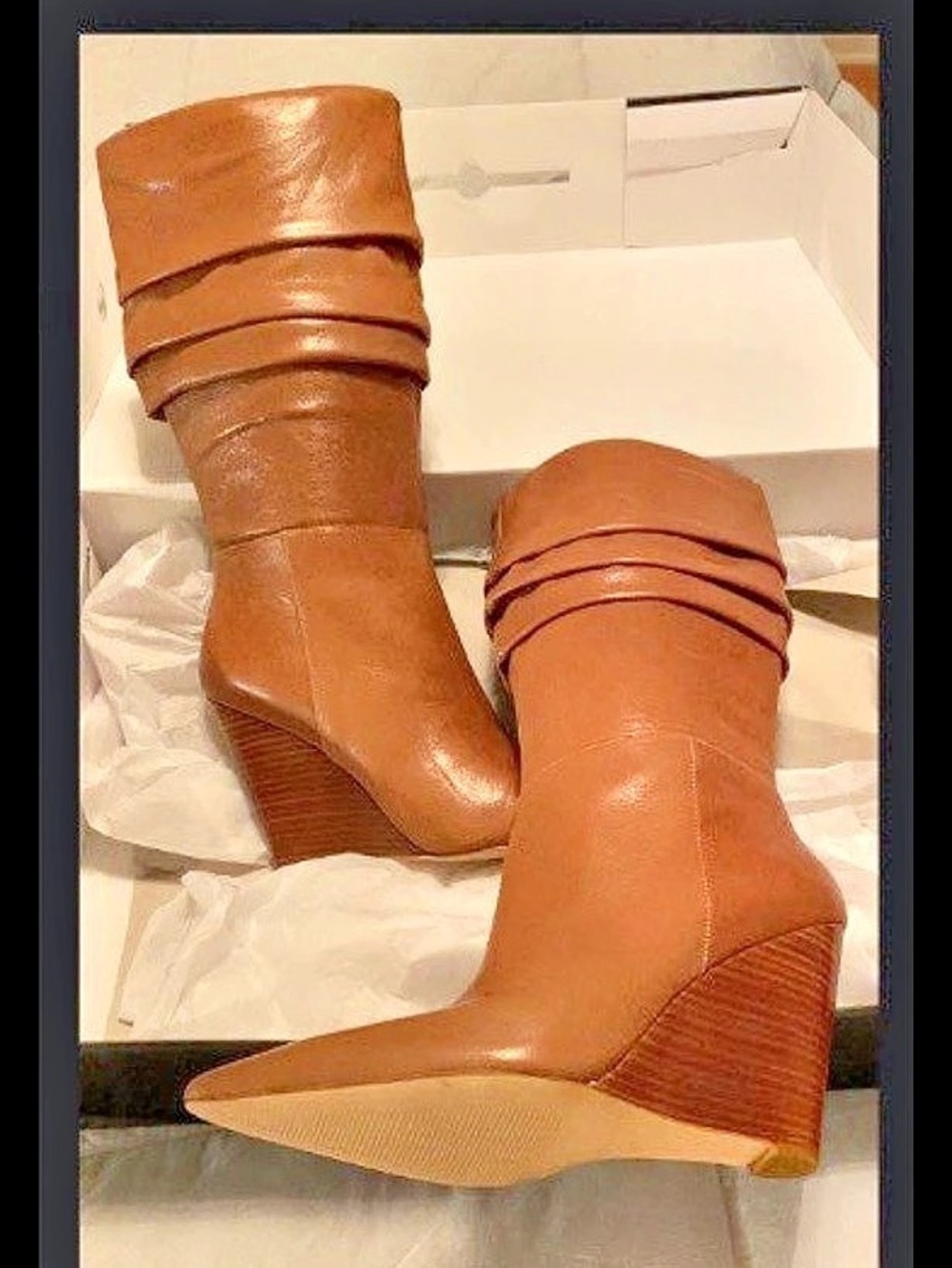Nine West Women's Brown Wedge Boots Like New